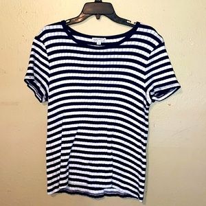 J Crew Mercantile blue and white stripped tee.